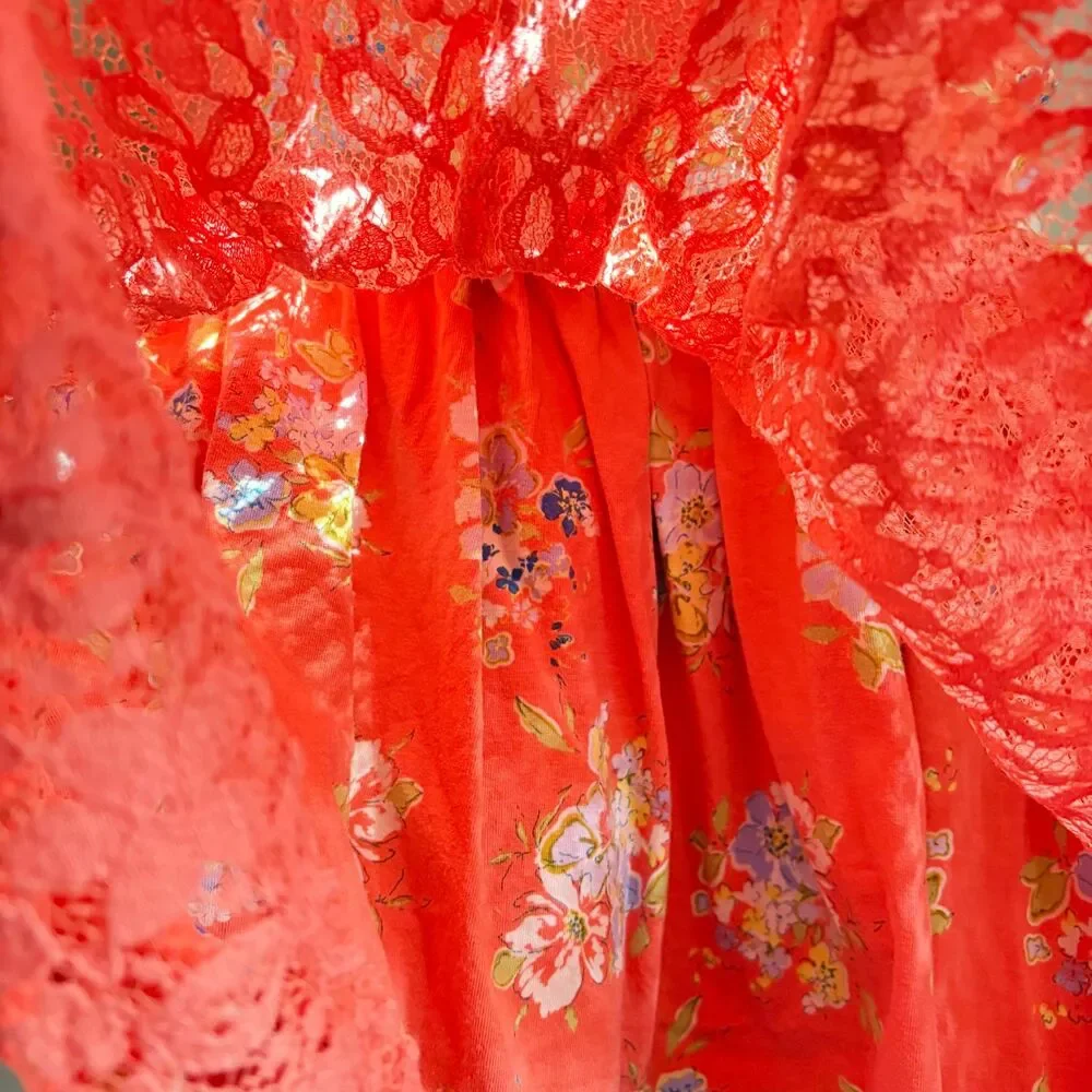 Matilda Jane Bouquets for Layla Cotton + Lace Floral Tank Dress in a Coral/Peach